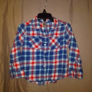 Oshkosh B'gosh 3T Boys Blue and Red Button Up Autumn Flannel